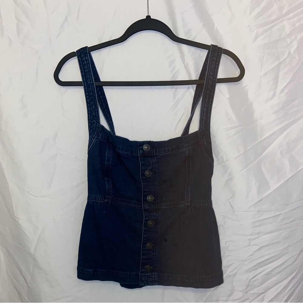 Button-Front Overalls W/ Crossed Back- Navy